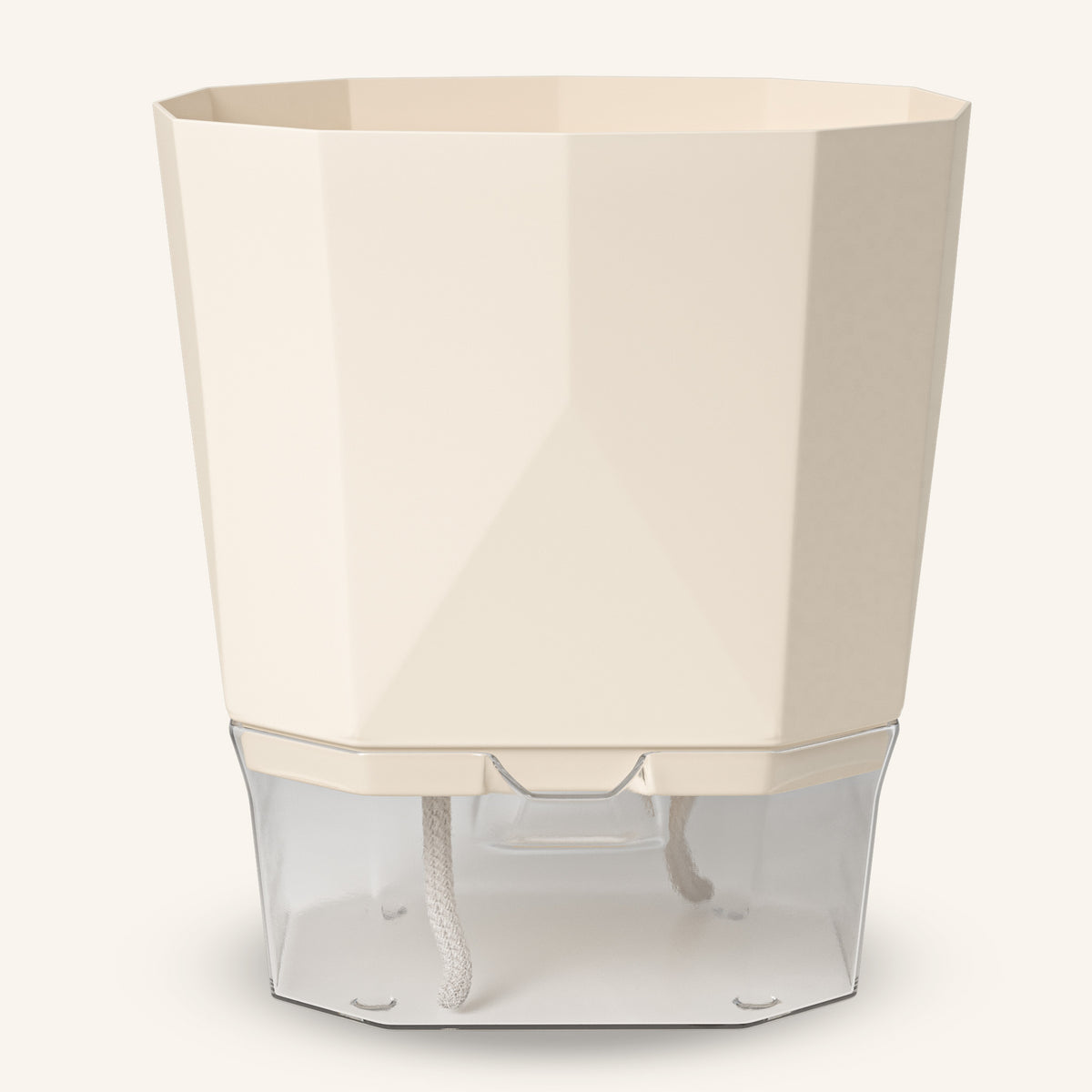 Pot hexagonal crème avec base transparente, pot avec réserve d eau hex