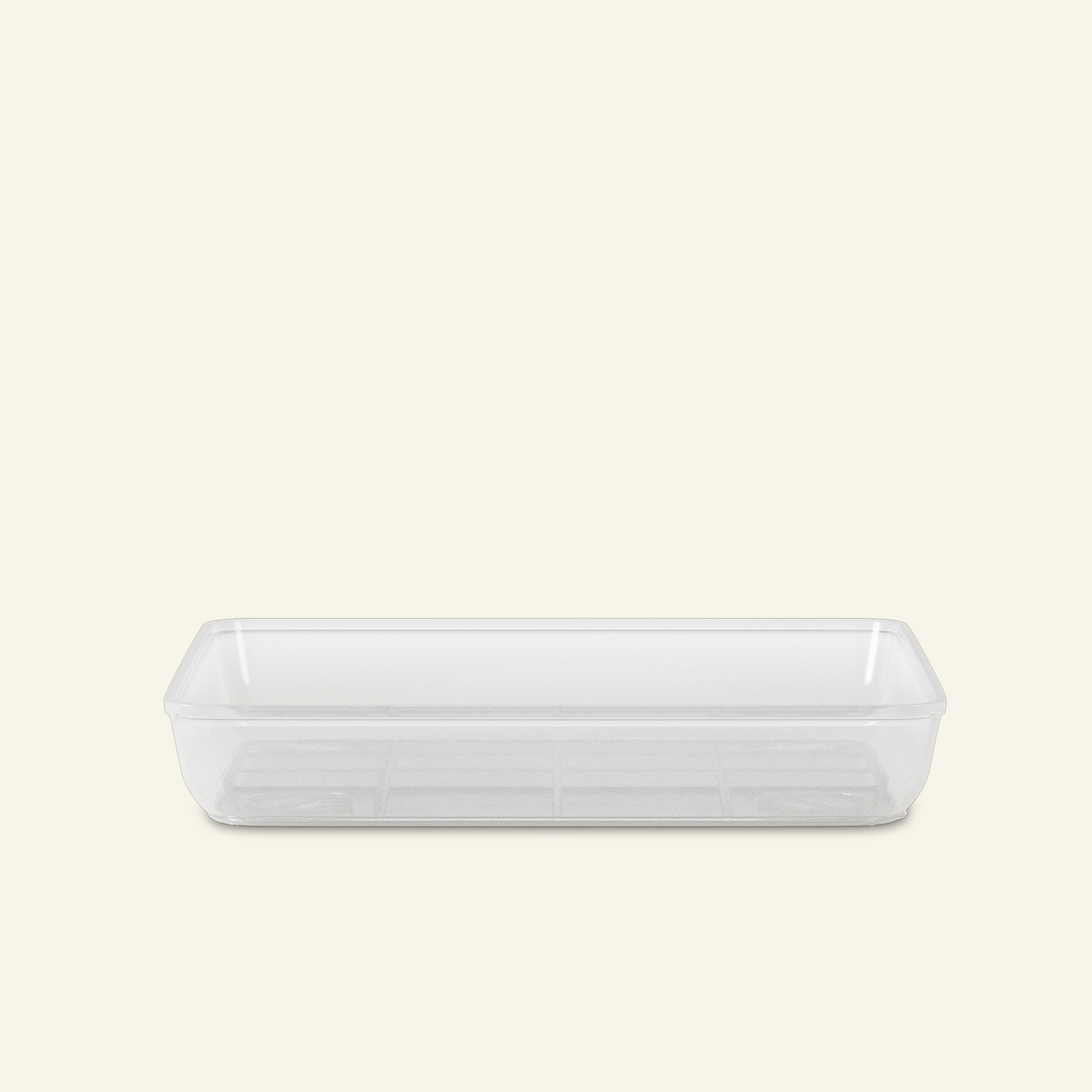 Clear rectangular plastic storage bin with lid, square clear plant pot saucer