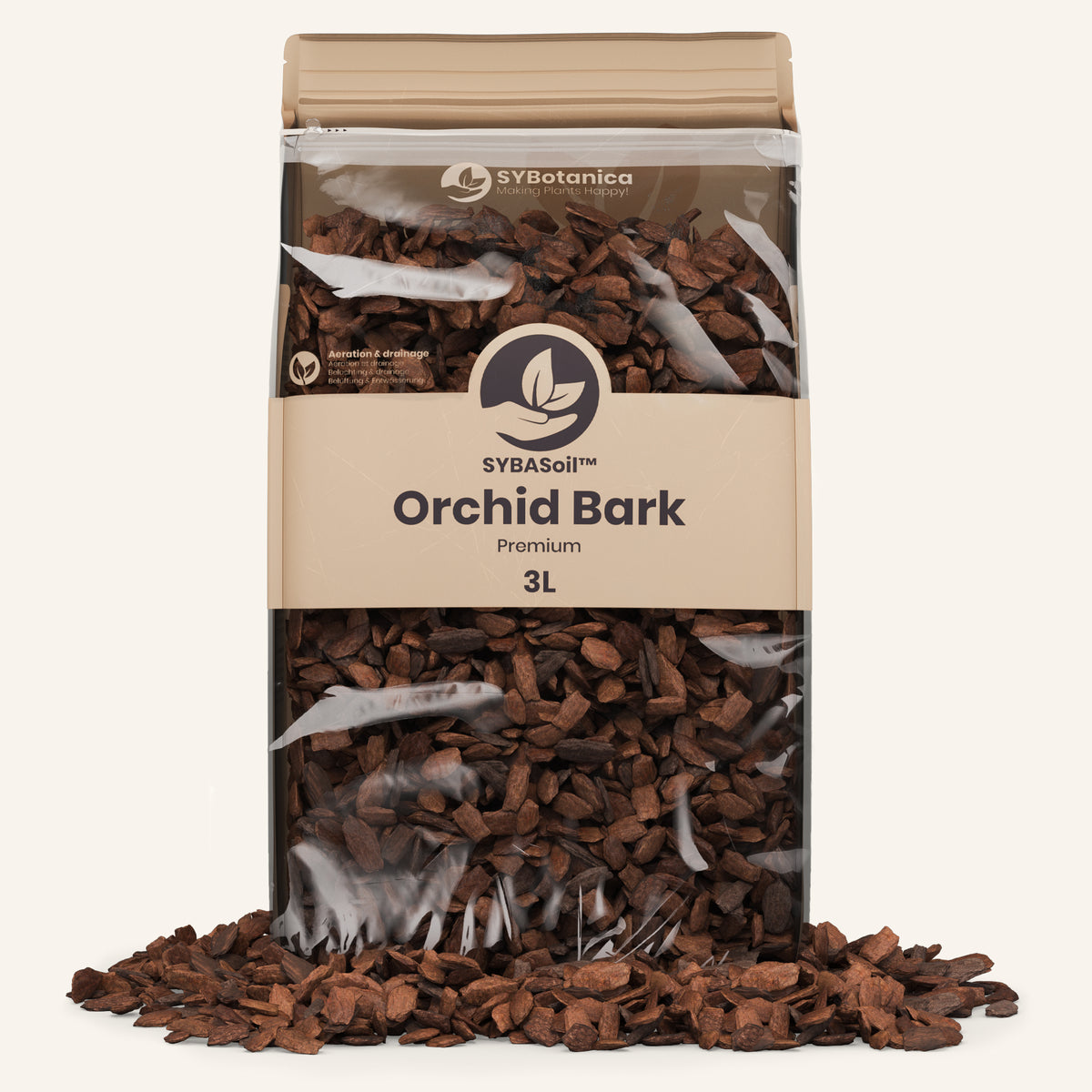 Bag of orchid bark with spilled wood chips