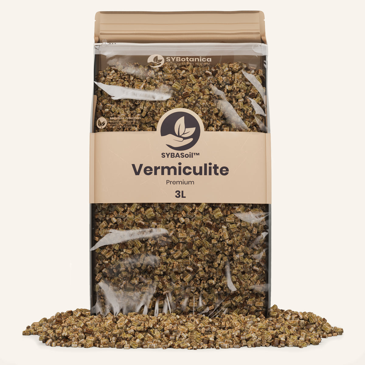 Standing bag of vermiculite with pile spilled in front, buy vermiculite