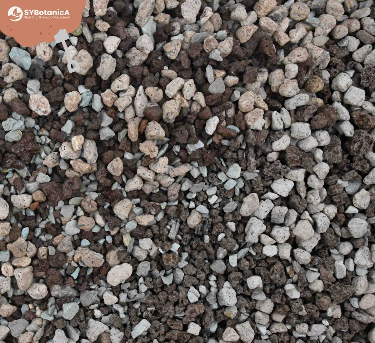 Close-up mixed mineral gravel substrate in various colors